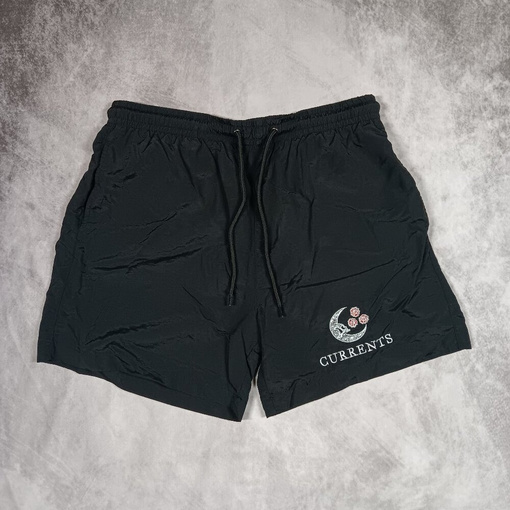 Currents Band Swim Trunks • Logo Embroidery • Black • Metalcore